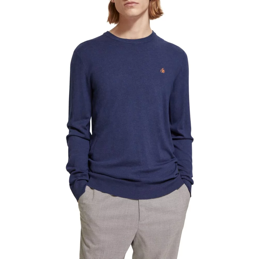 SCOTCH AND SODA - REGULAR FIT ESSENTIALS CREW IN ECO VERO