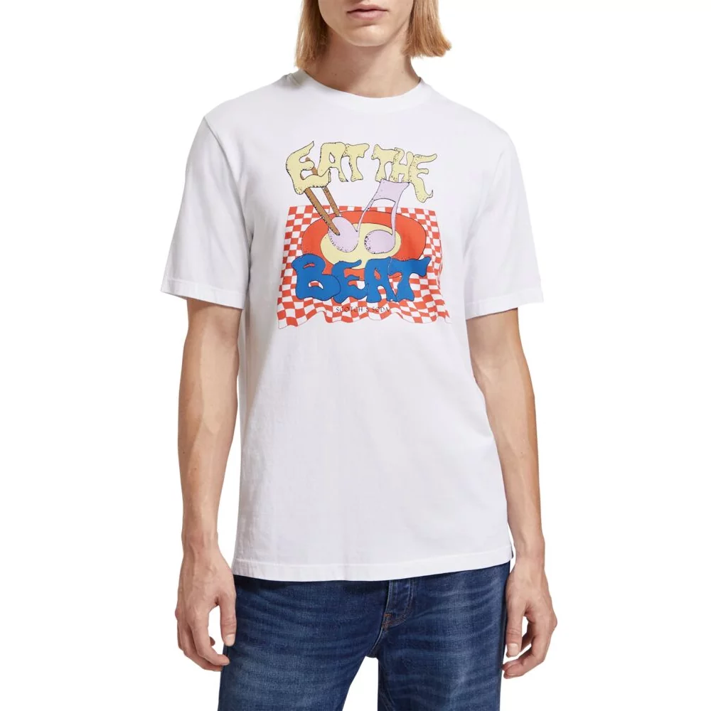 SCOTCH AND SODA - REGULAR FIT CHEST ARTWORK T-SHIRT IN ORGANIC C