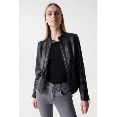 SALSA - BLOUSON EFFET CUIR COUPE SLIM