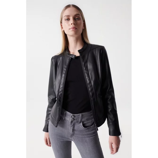 SALSA - BLOUSON EFFET CUIR COUPE SLIM
