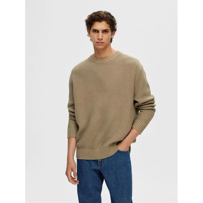 SLHBERT RELAXED LS KNIT STU CREW NECK W