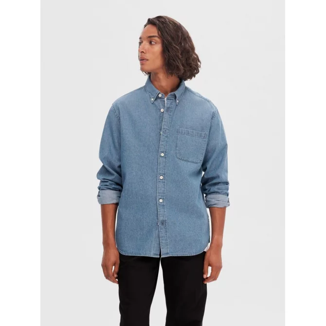 SLHREGRICK-DENIM-NEW SHIRT LS NOOS