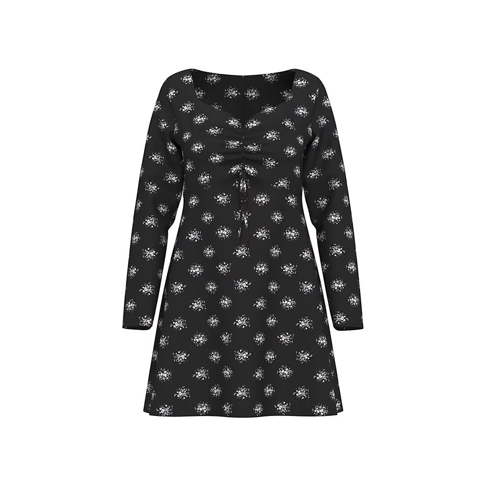 LEVIS - MANA LS MINI DRESS WENDY FLORAL CAVIAR P