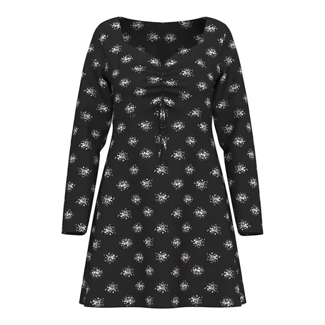 LEVIS - MANA LS MINI DRESS WENDY FLORAL CAVIAR P