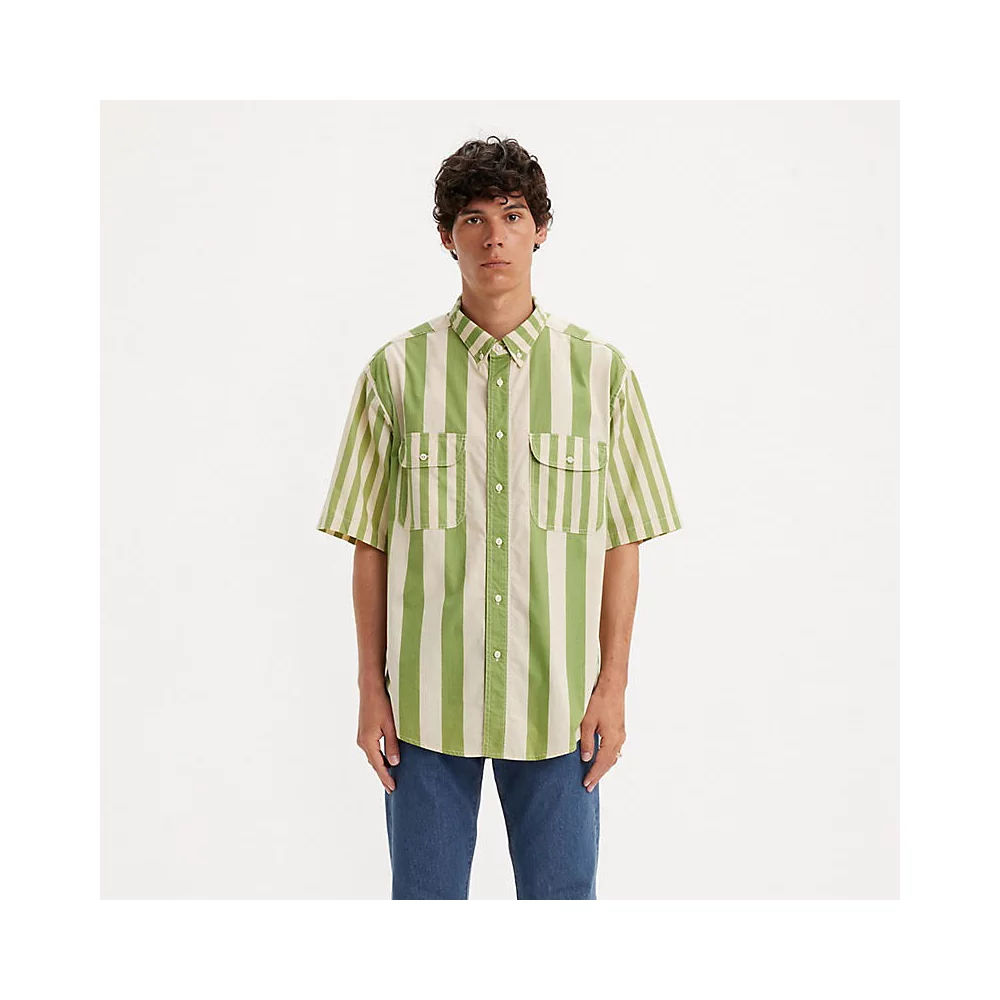 LEVIS - SKATE SS WOVEN MIXED UP GREEN WHITE STRI