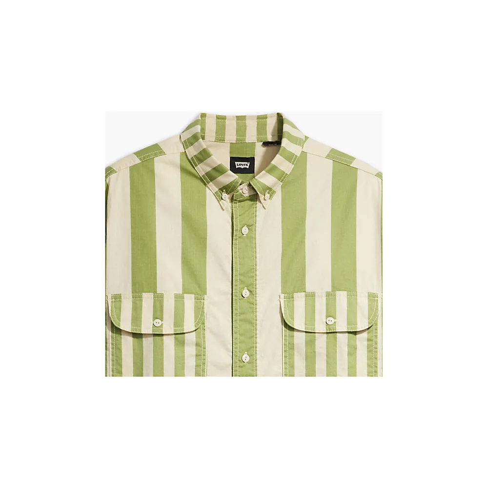 LEVIS - SKATE SS WOVEN MIXED UP GREEN WHITE STRI