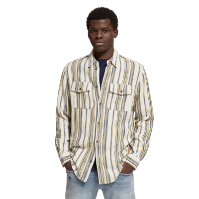 SCOTCH AND SODA - BASKET WEAVE GRADIENT STRIPE SHIRT