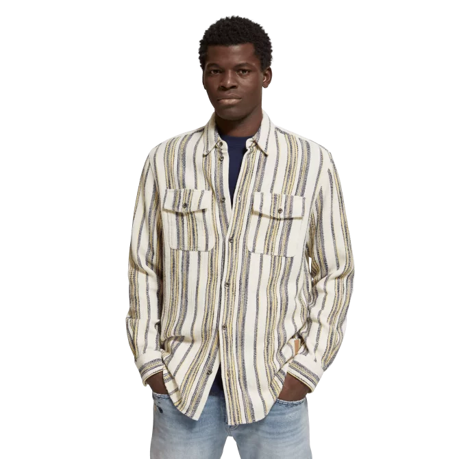 SCOTCH AND SODA - BASKET WEAVE GRADIENT STRIPE SHIRT