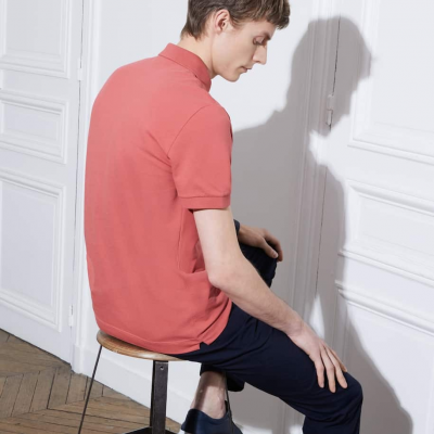 SHORT SLEEVE RIBBED COLLAR SHIRT